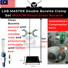 LABMASTER Class A Double Burette Clamp Retort Full Set with Base, Rod, Burette Compression Ratio Automobile