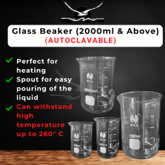 LABMASTER 2L 3L 5L 10L Glass Beaker Low Form Autoclavable Withstand Heat Resistance beaker penyukat bikar for Lab R&D